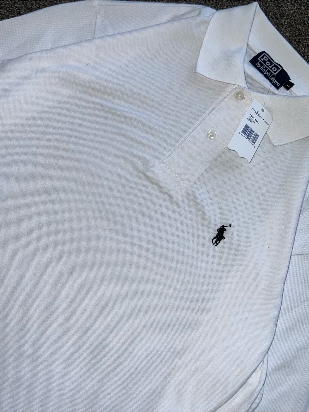 NWT Vintage Polo Ralph Lauren White Polo Long Sleeve Shirt Men’s Size Large